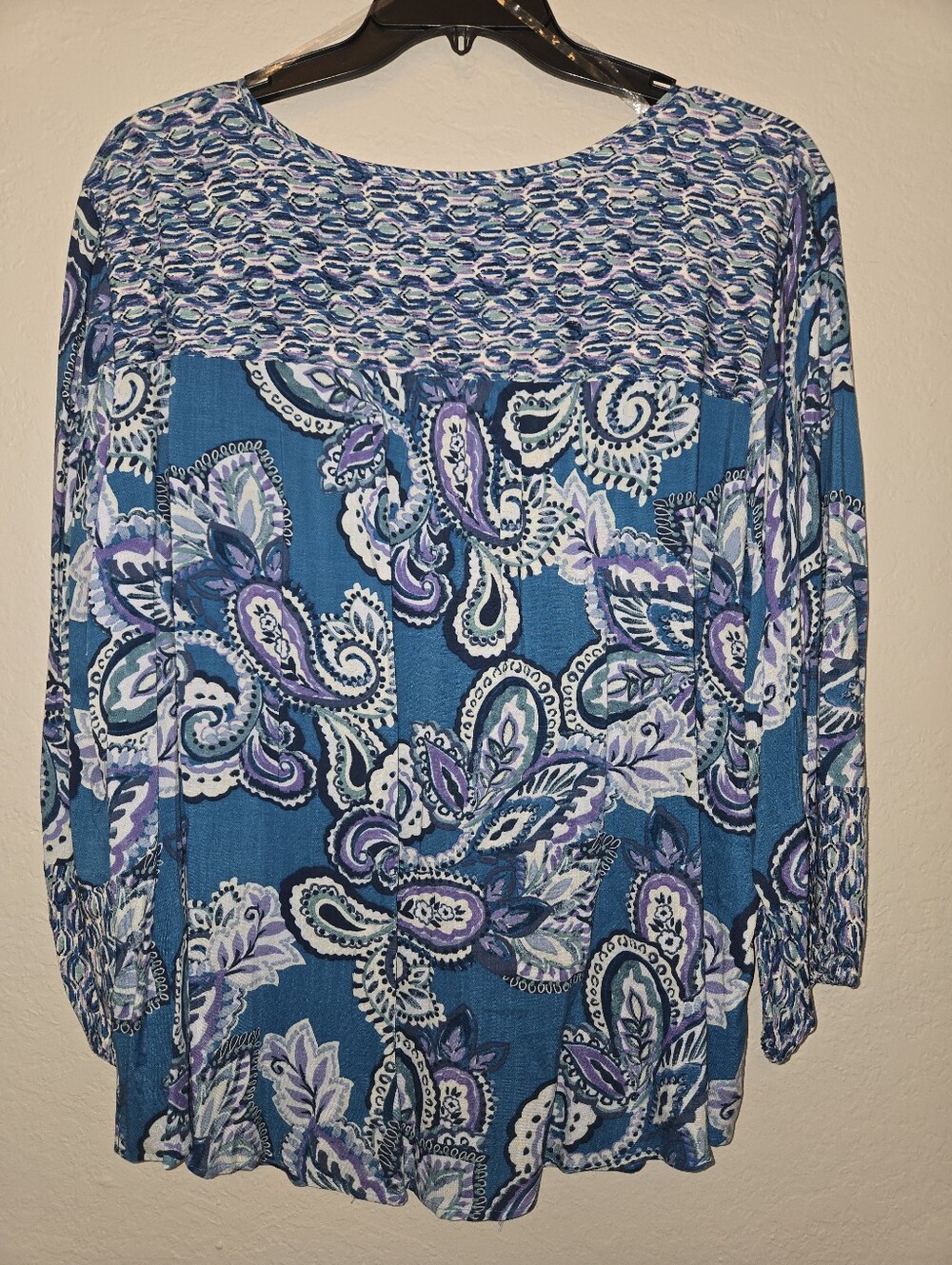 Westbound Blue Paisley Tie-Front Women's Tunic Top Size 3X - Picture 3 of 3